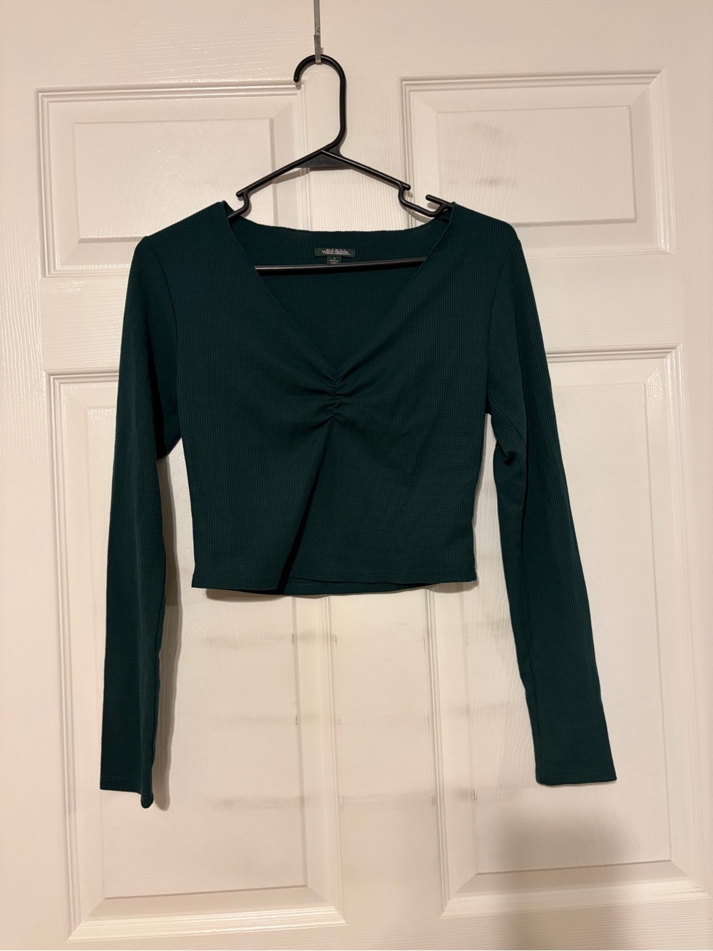 Twist-Front Long Sleeve Crop Top